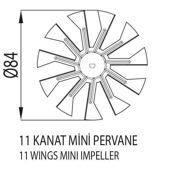 Elektromotor 11 kanat mini pervane
