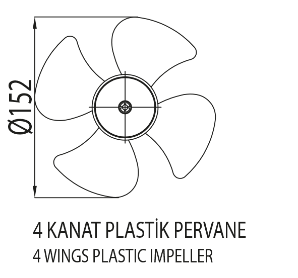 Elektromotor 4 kanat plastik pervane